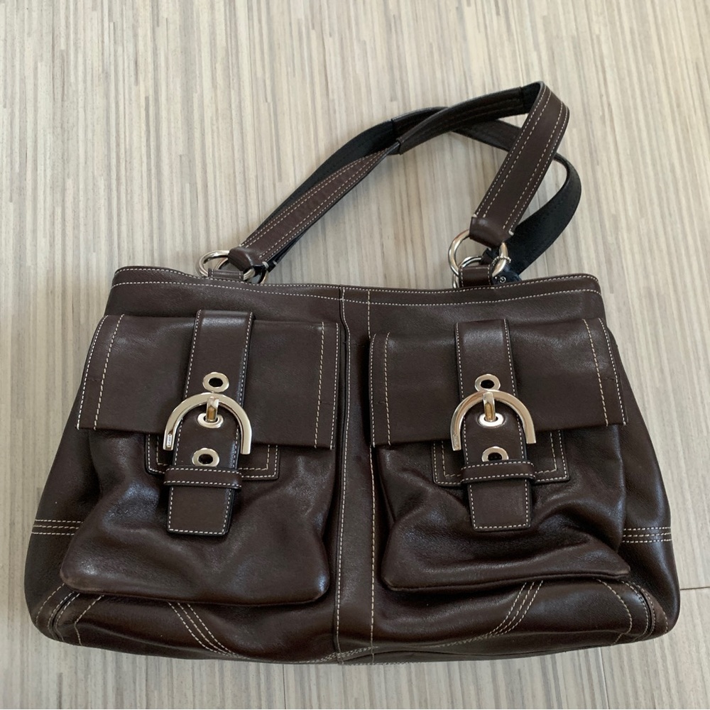 Coach Soho Double Pocket Brown Leather Shoulder Bag / Tote G05S-6469 EUC